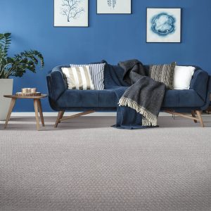 Blue couch on carpet | Westport Flooring