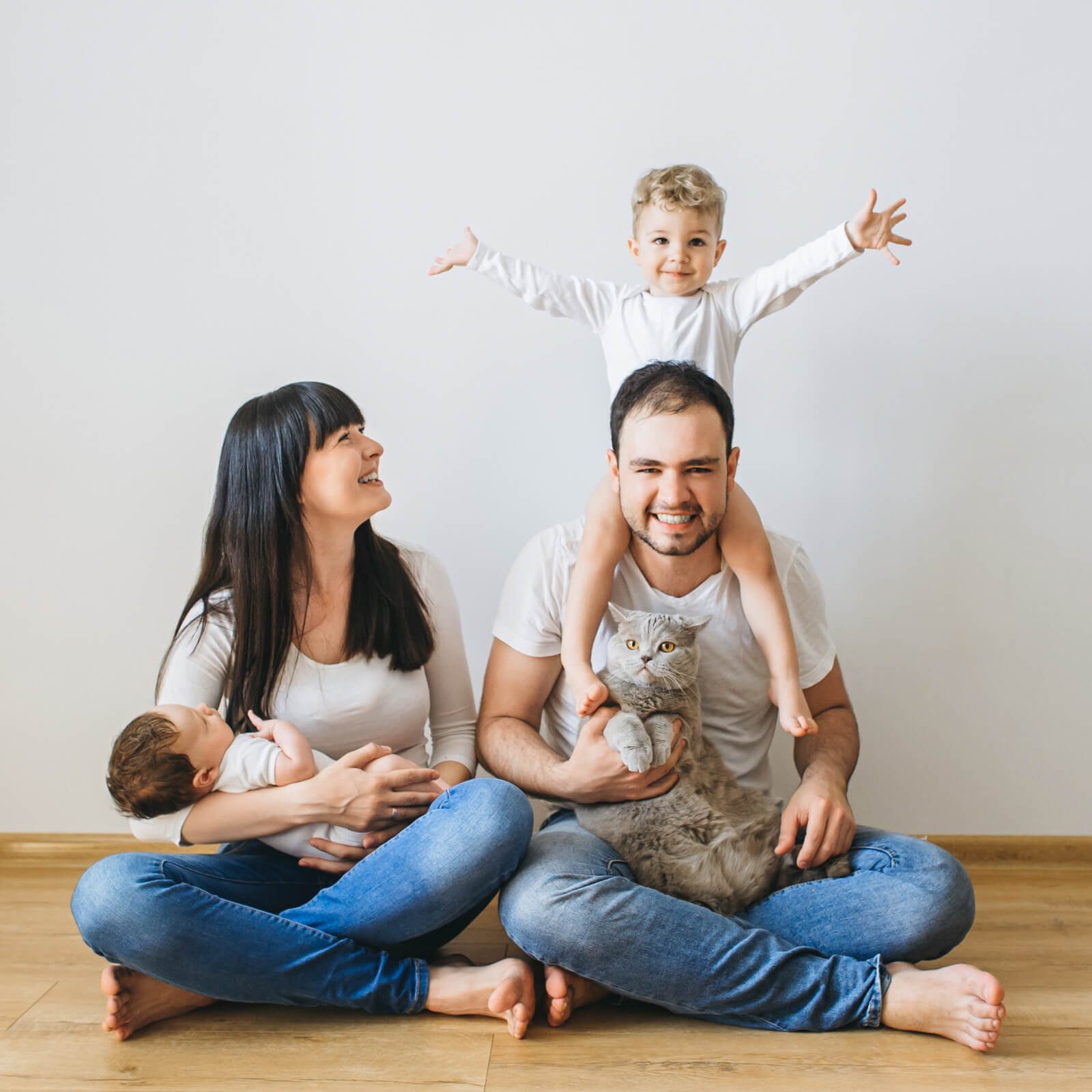 Family on hardwood | Westport Flooring